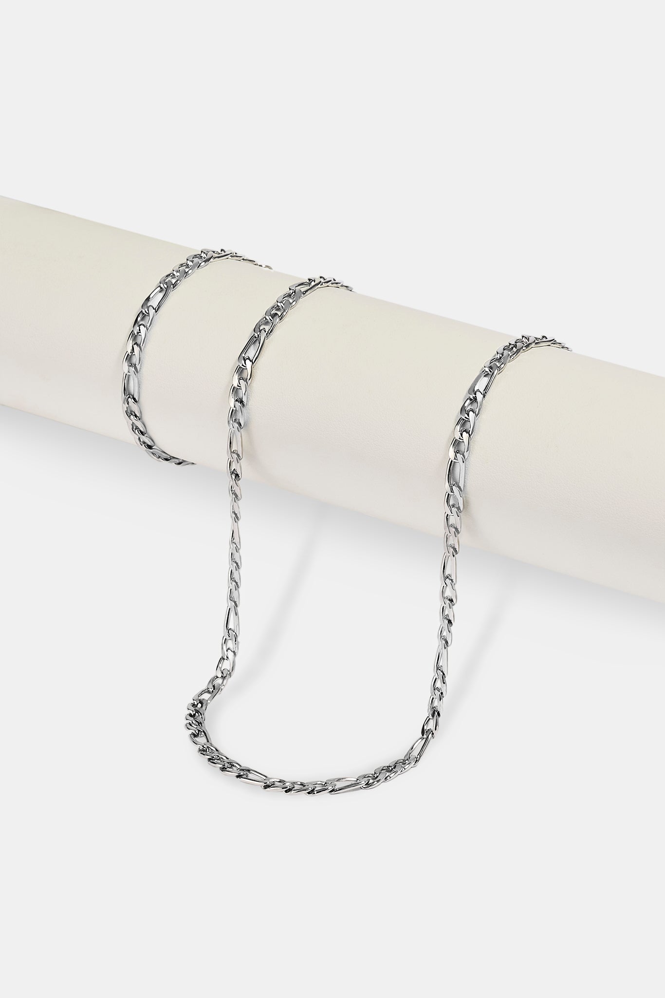 Polished Figaro Bracelet & Chain - 5mm - White